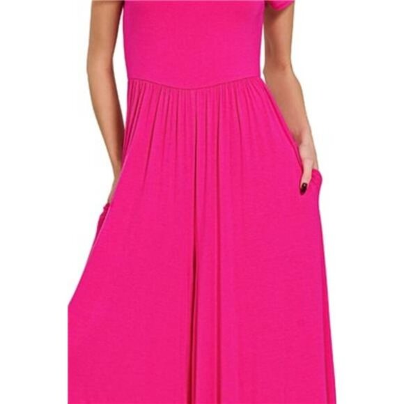 Zenana Double Layered Short Sleeve Jumpsuits - Picture 3 of 3